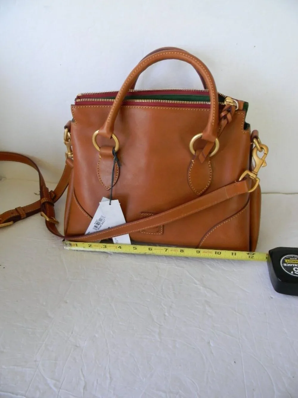 NWT DOONEY & BOURKE FLORENTINE LEATHER NATURAL TAN LEATHER SATCHEL 30 CROSSBODY
